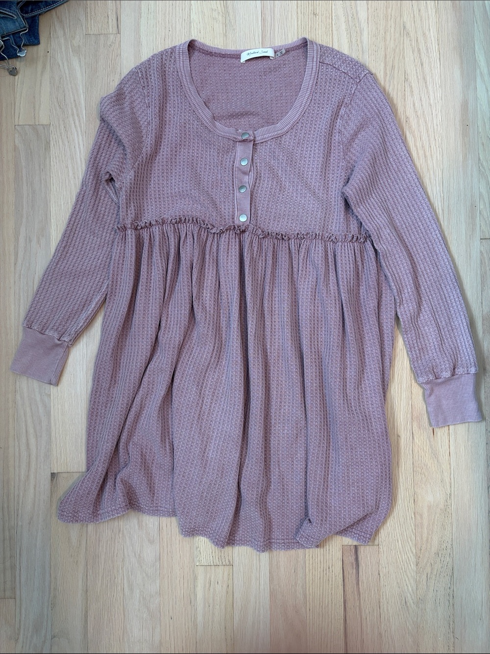 Womens Mauve Long-Sleeve Waffle Knit dress